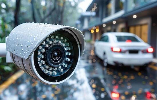 cctv-camera-monitoring-the-car-on-the-road-photo